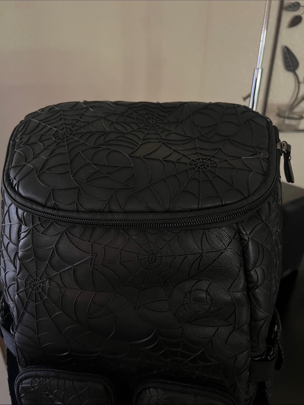 Mumsterville Black Spiderweb Embossed Backpack – Contemporary Urban Style - Picture 11 of 13